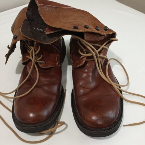 KENNETH COLE REACTION BROWN LEATHER LACE UP ANKLE BOOTS MEN SIZE 13 - Picture 1 of 12